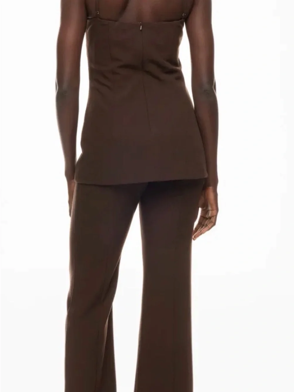Black Halo Jaslyn Brown one Piece Cami & Wide-Leg Pantsuit
